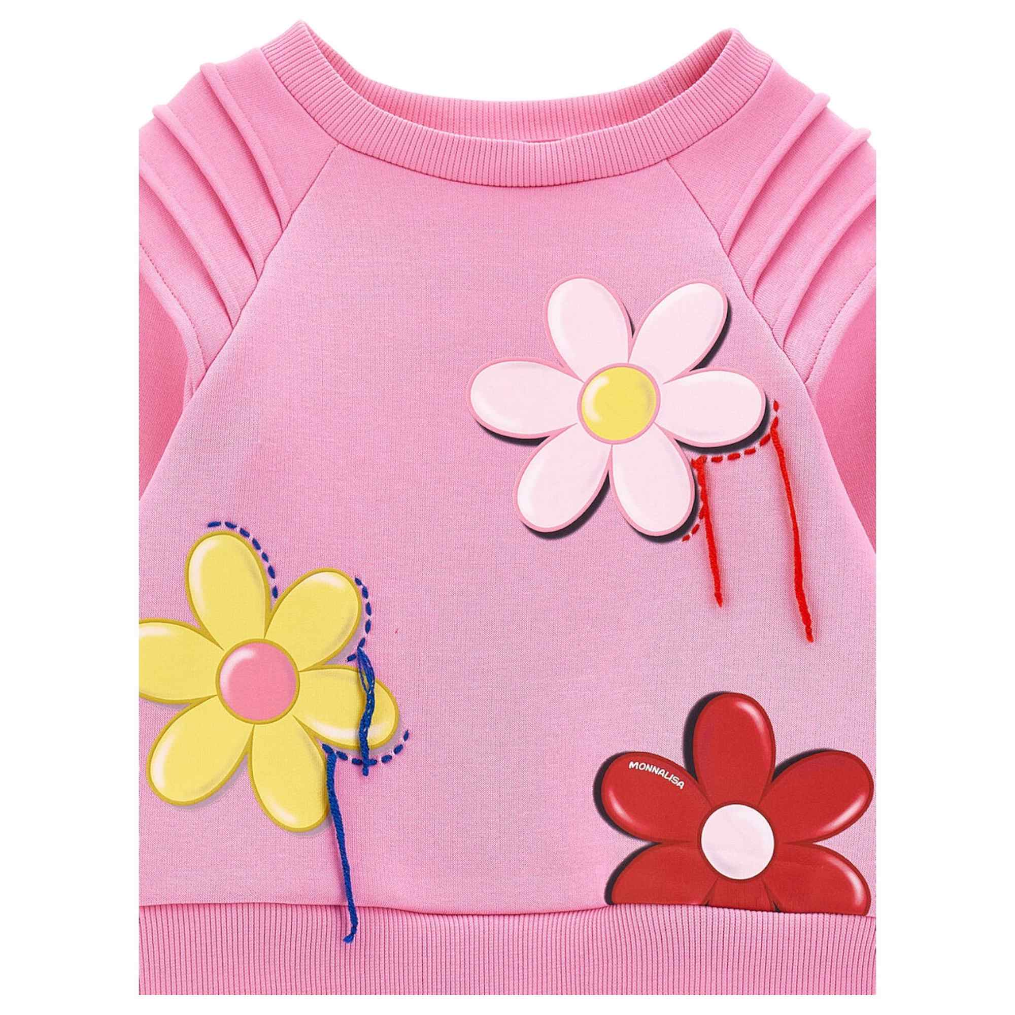 Monnalisa - Felpa Rosa/fuxia C/fiori 0093 19D628 4010