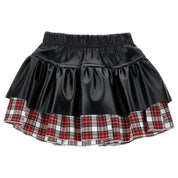 Monnalisa - Gonna Ecopelle Nero/tartan Rosso 31D703 4404