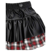 Monnalisa - Gonna Ecopelle Nero/tartan Rosso 31D703 4404