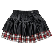Monnalisa - Gonna Ecopelle Nero/tartan Rosso 31D703 4404