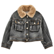 Monnalisa - Giubbotto Denim Grigio C/pelliccia 19D102RU 4020