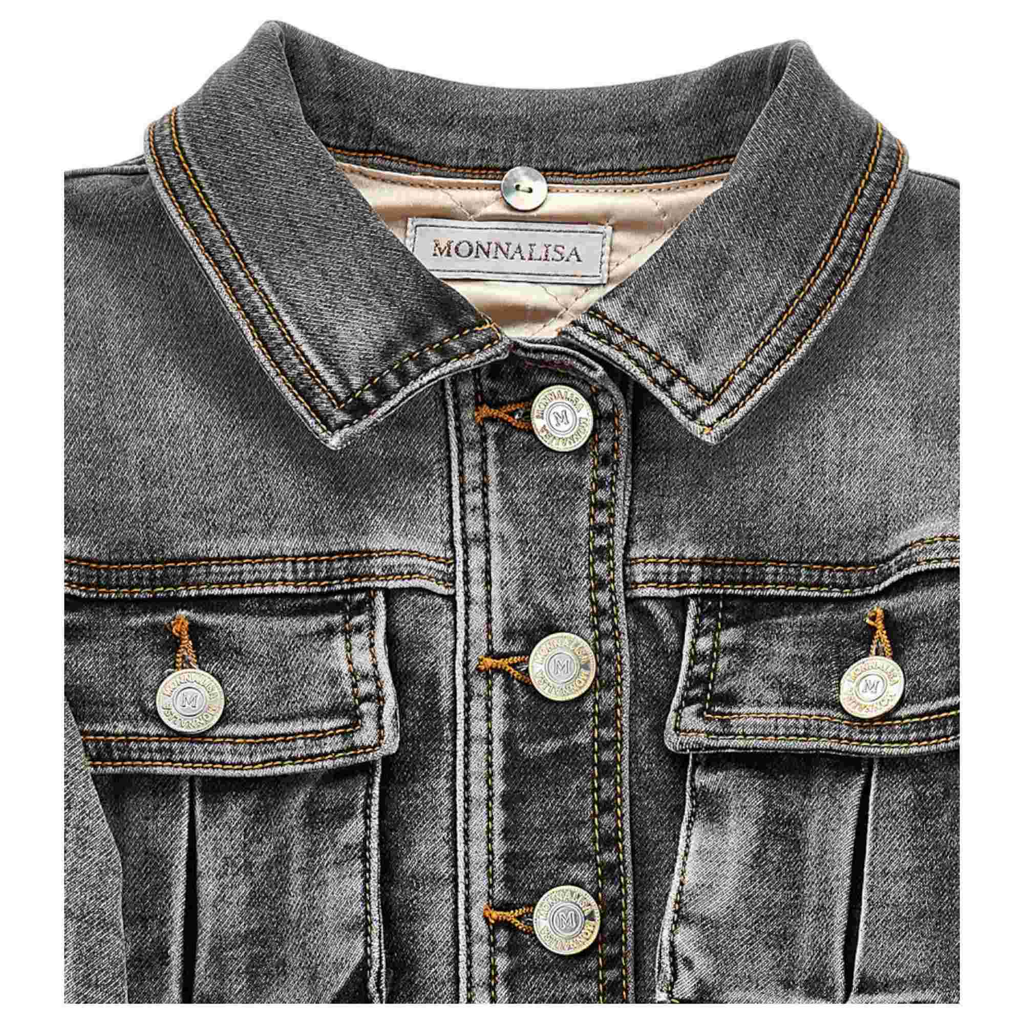 Monnalisa - Giubbotto Denim Grigio C/pelliccia 19D102RU 4020
