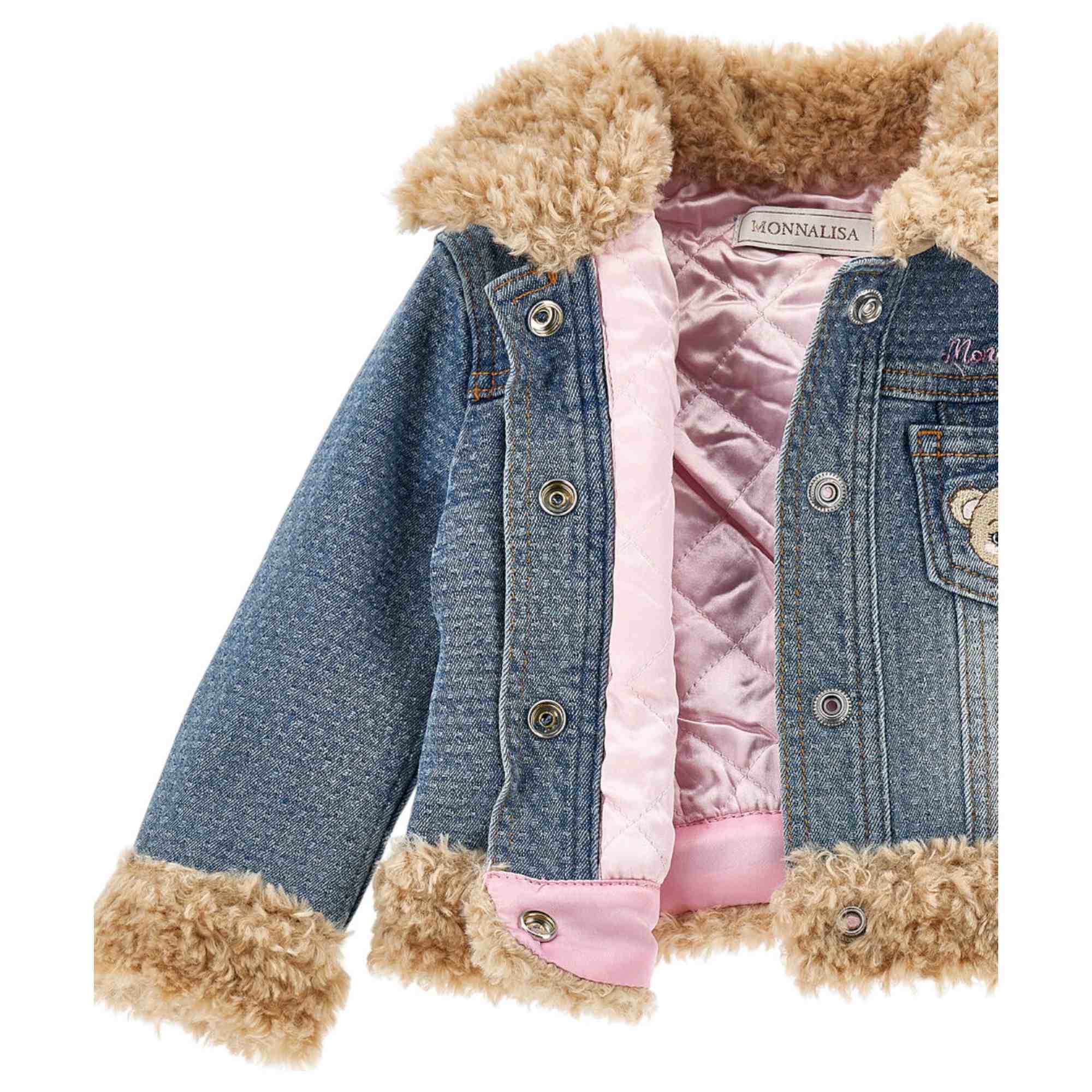 Monnalisa - Giubbotto 055 Denim C/pelliccia E Orsi 39D106 4733