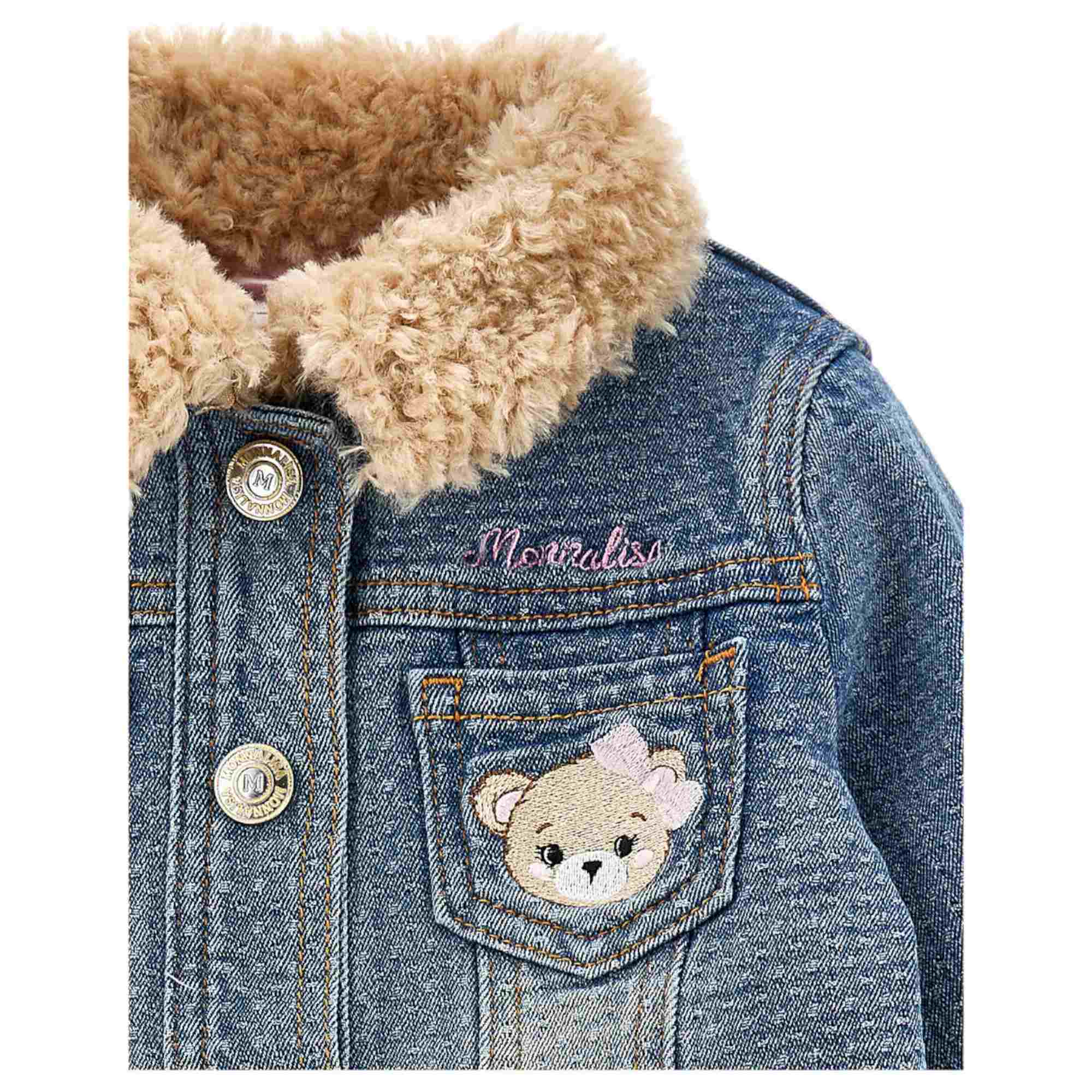 Monnalisa - Giubbotto 055 Denim C/pelliccia E Orsi 39D106 4733