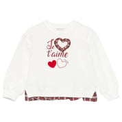 Monnalisa - Felpa Panna 001 Logo Rosso 19D639 4001
