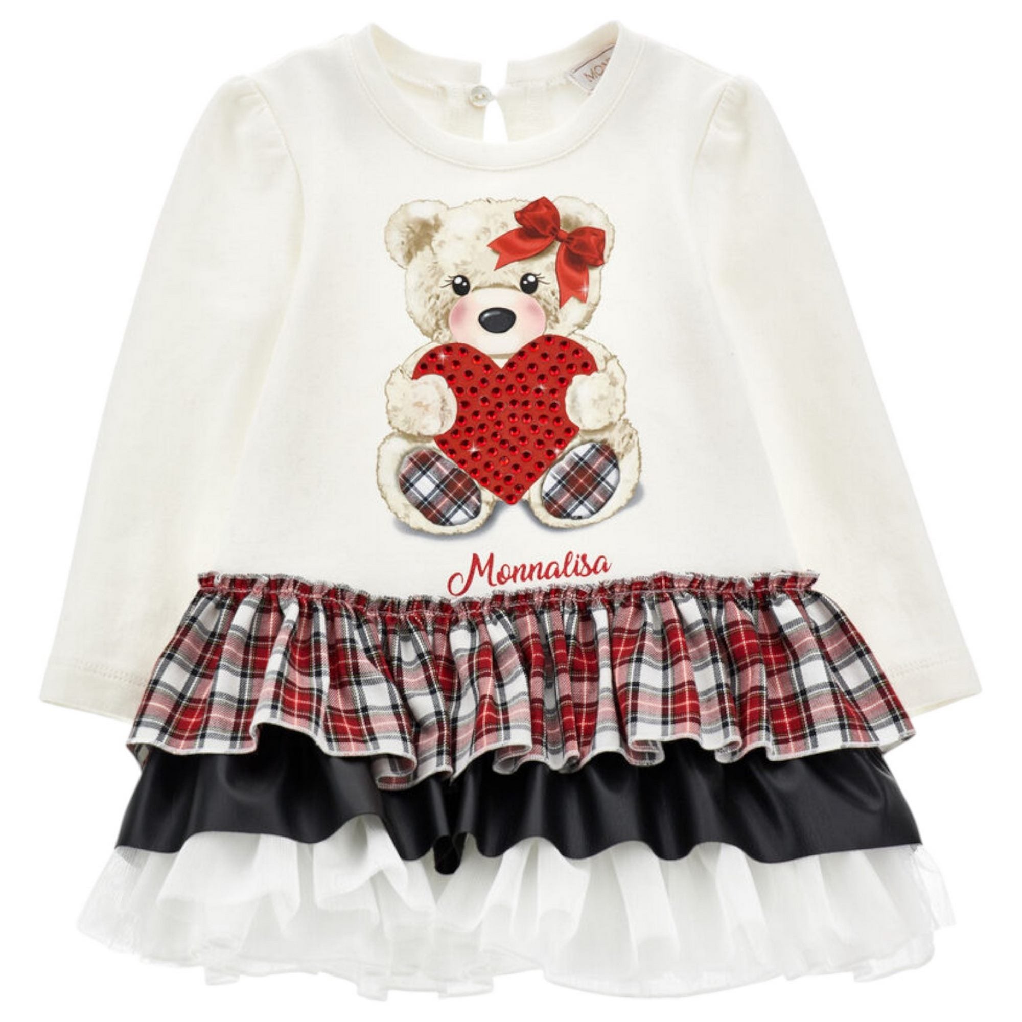 Monnalisa - Abito Orso 0001 Bia/rosso 19D922 4001