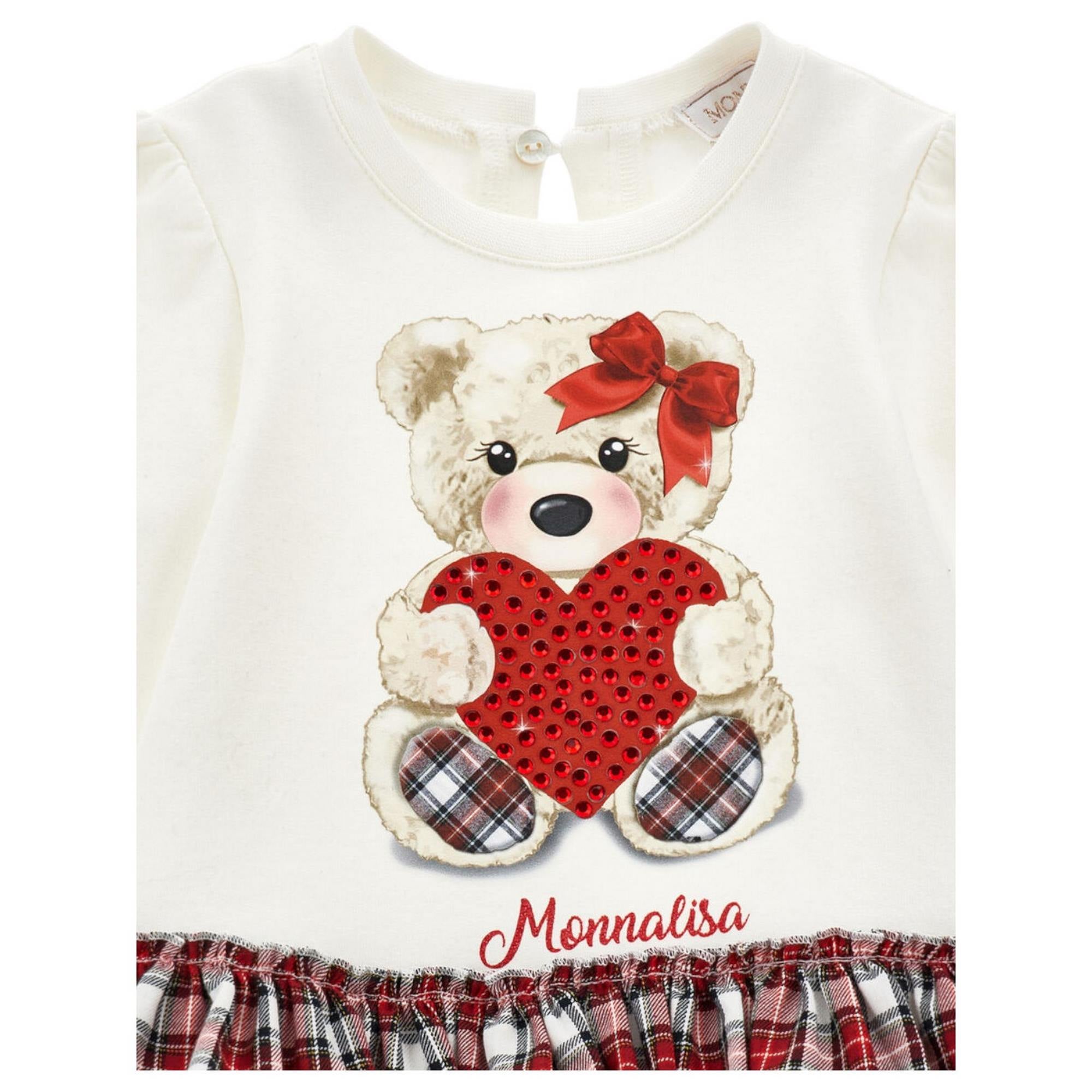 Monnalisa - Abito Orso 0001 Bia/rosso 19D922 4001
