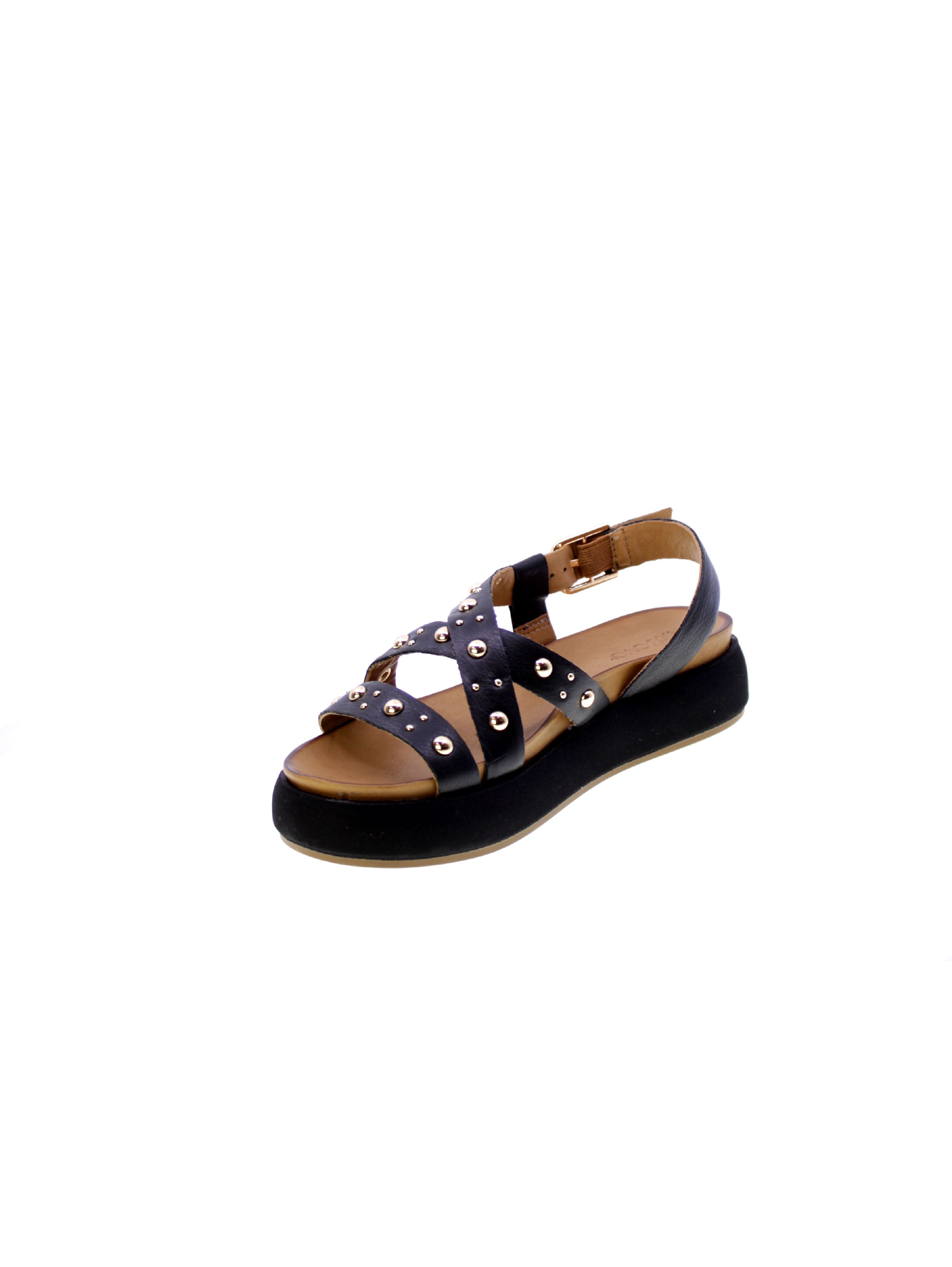 Inuovo Sandalo Fasce Borchie Donna Nero A96042