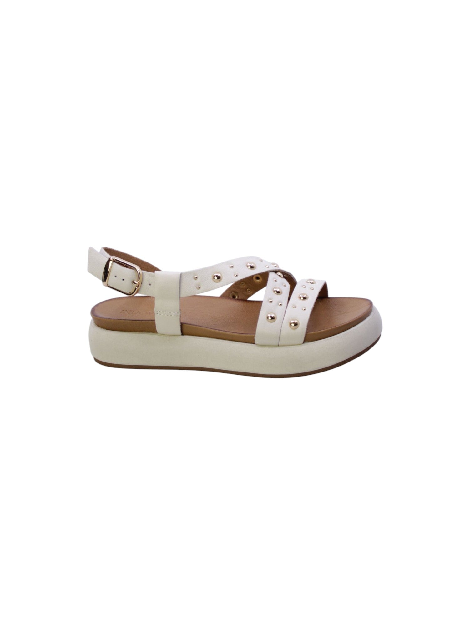 Inuovo Sandalo Fasce Borchie Donna Avorio A96042