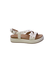 Inuovo Sandalo Fasce Borchie Donna Avorio A96042