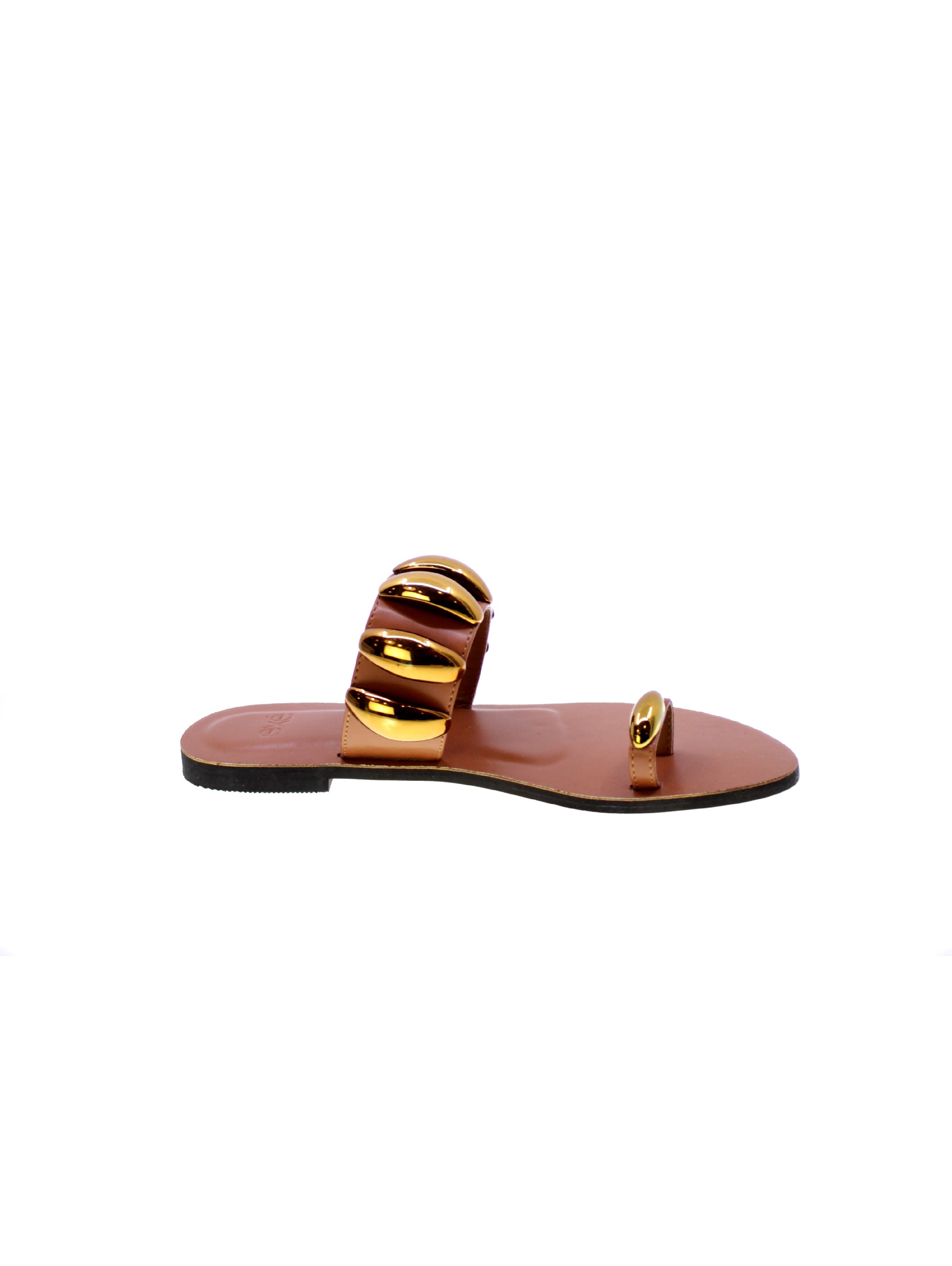 Exe Sandalo Basso Monodito Donna Cuoio Taba Nss01