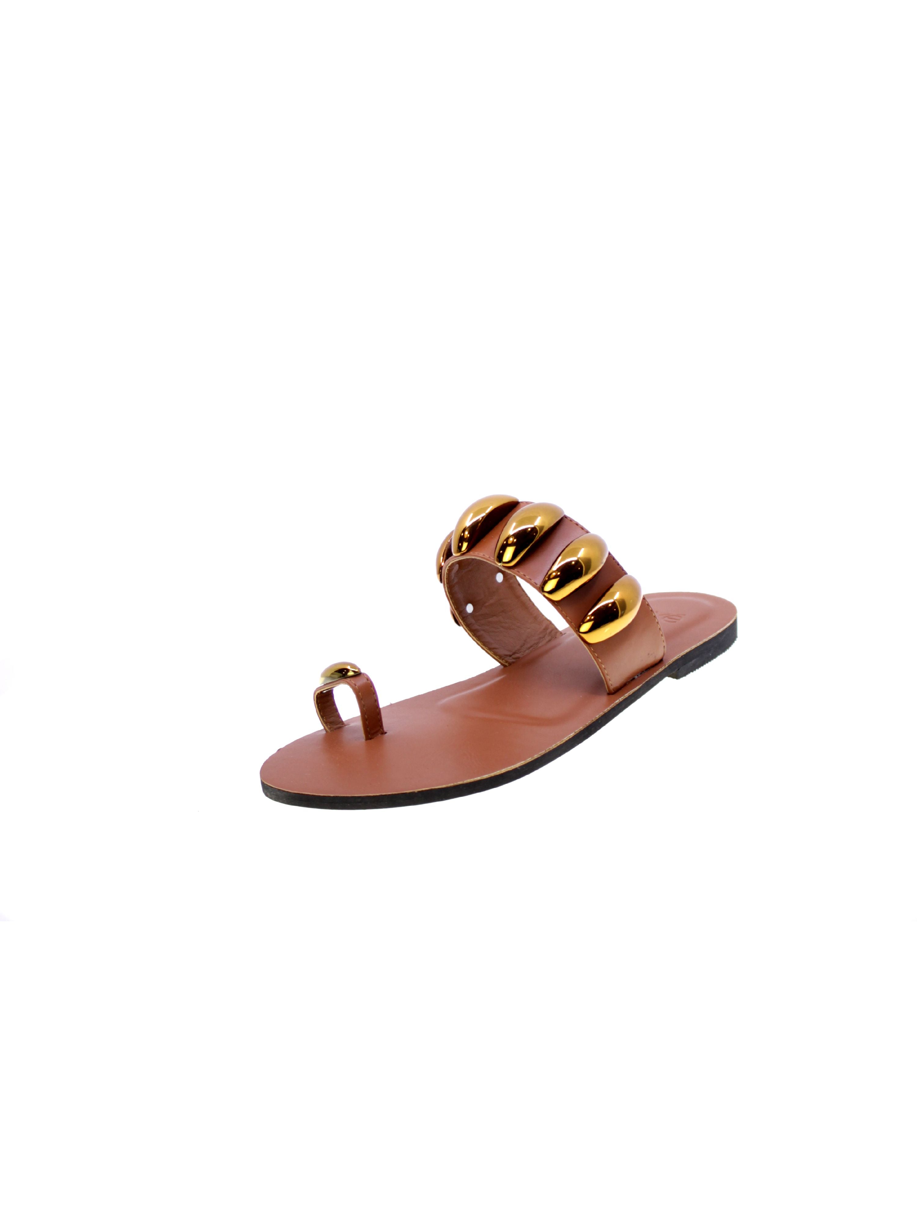 Exe Sandalo Basso Monodito Donna Cuoio Taba Nss01