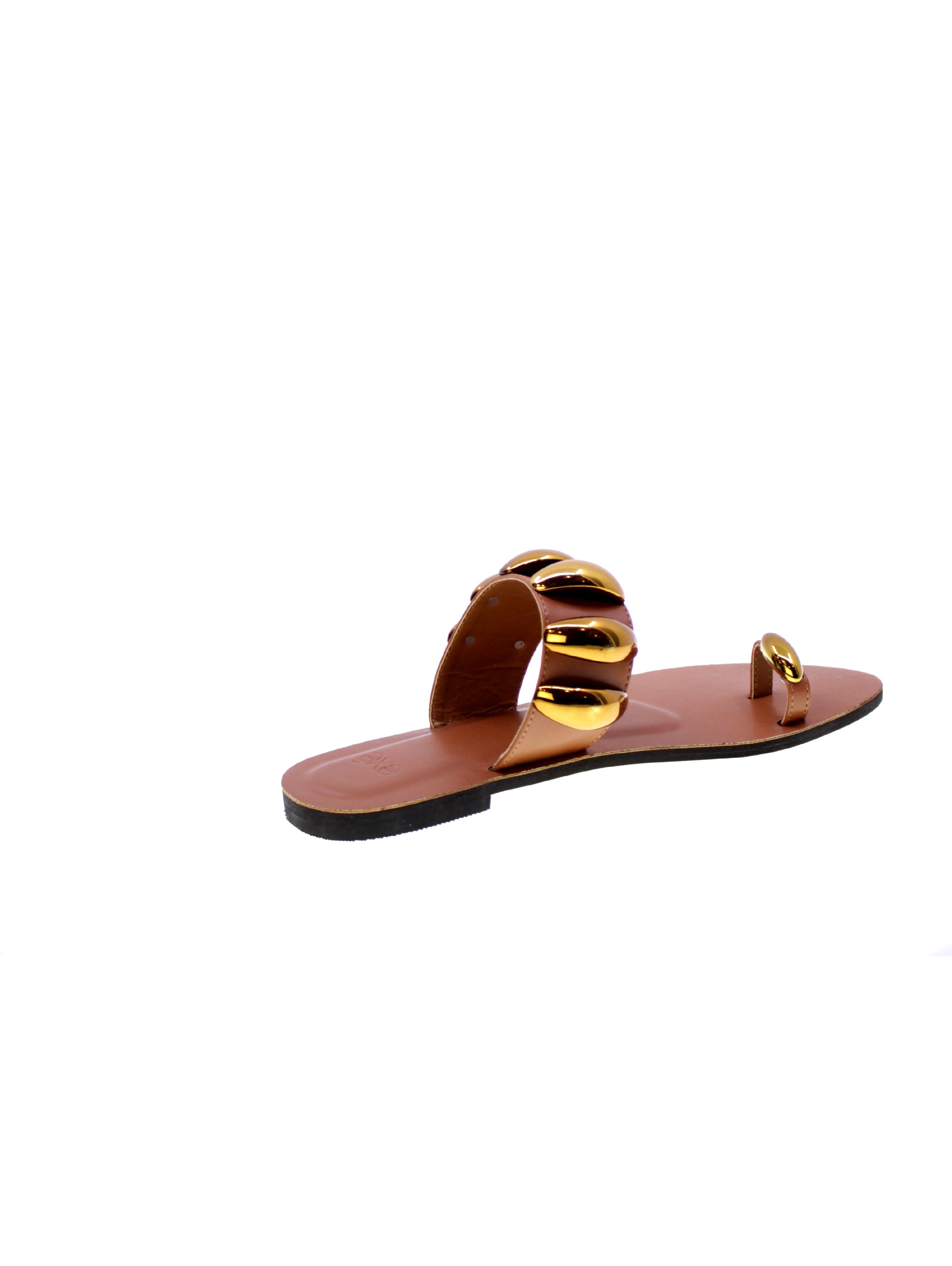 Exe Sandalo Basso Monodito Donna Cuoio Taba Nss01