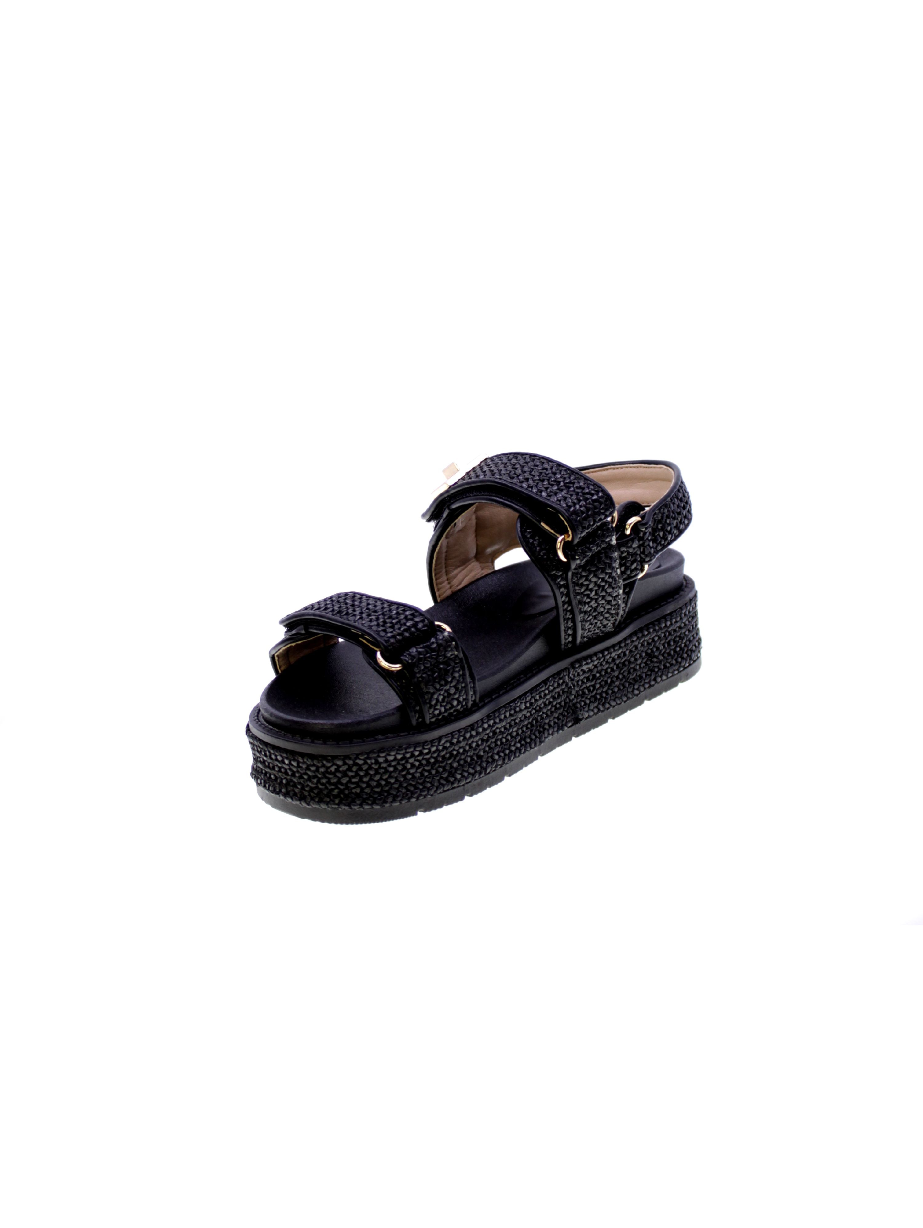 Exe Sandalo Rafia Strappo Donna Nero 25075lf-5-k