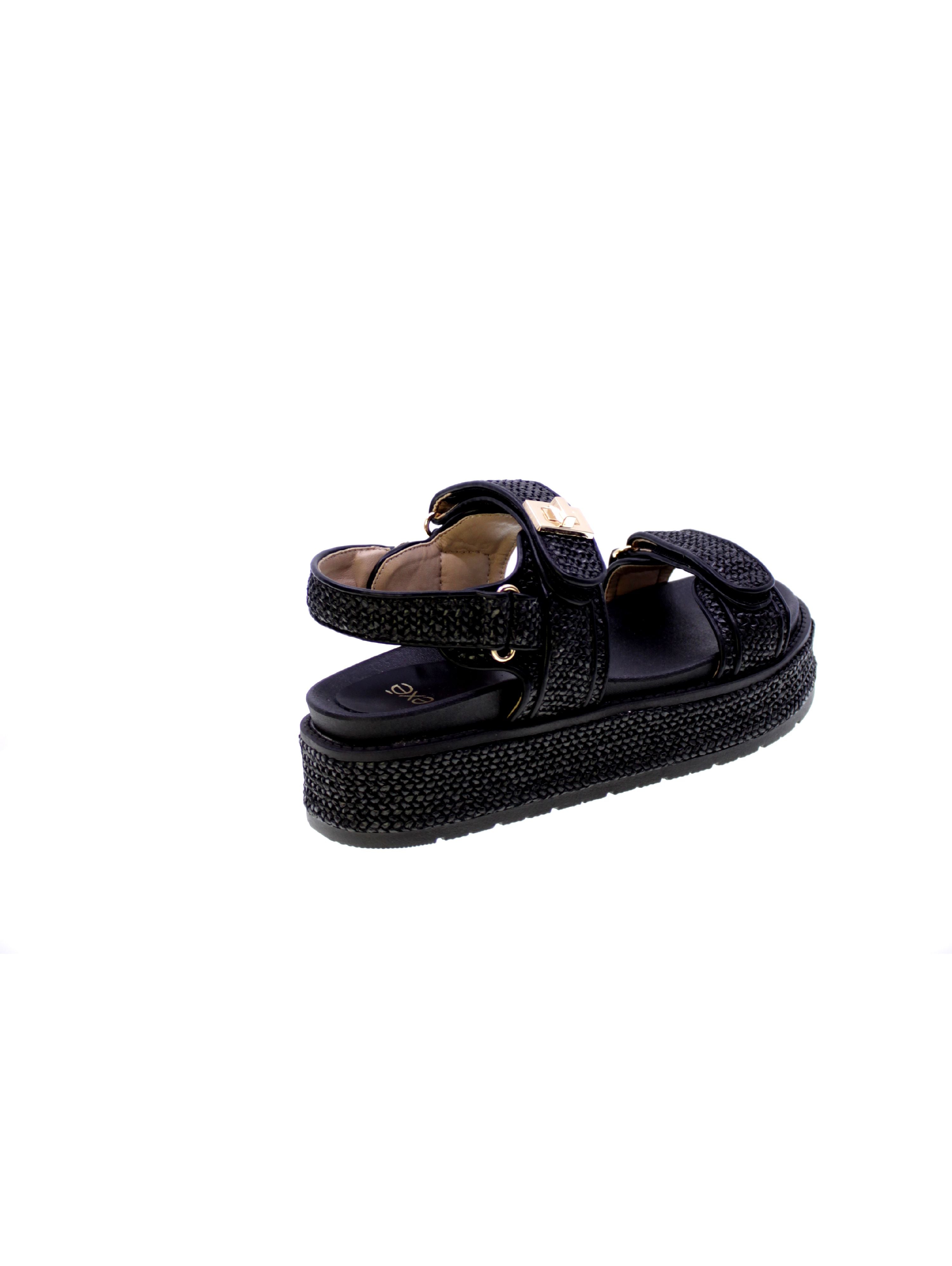 Exe Sandalo Rafia Strappo Donna Nero 25075lf-5-k