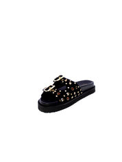 Carmela Sandalo Mules Doppia Fascia Borchie Strass Donna Nero 162401