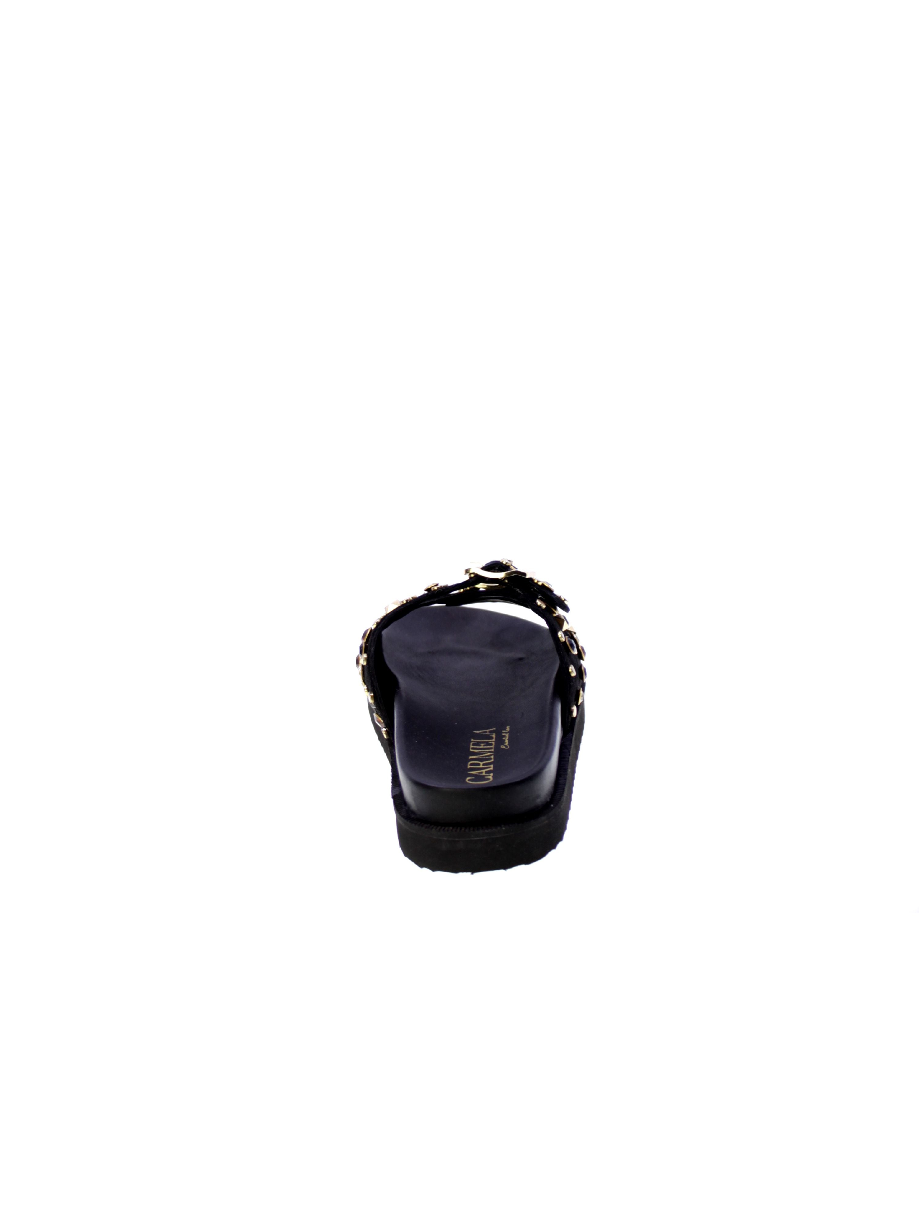 Carmela Sandalo Mules Doppia Fascia Borchie Strass Donna Nero 162401