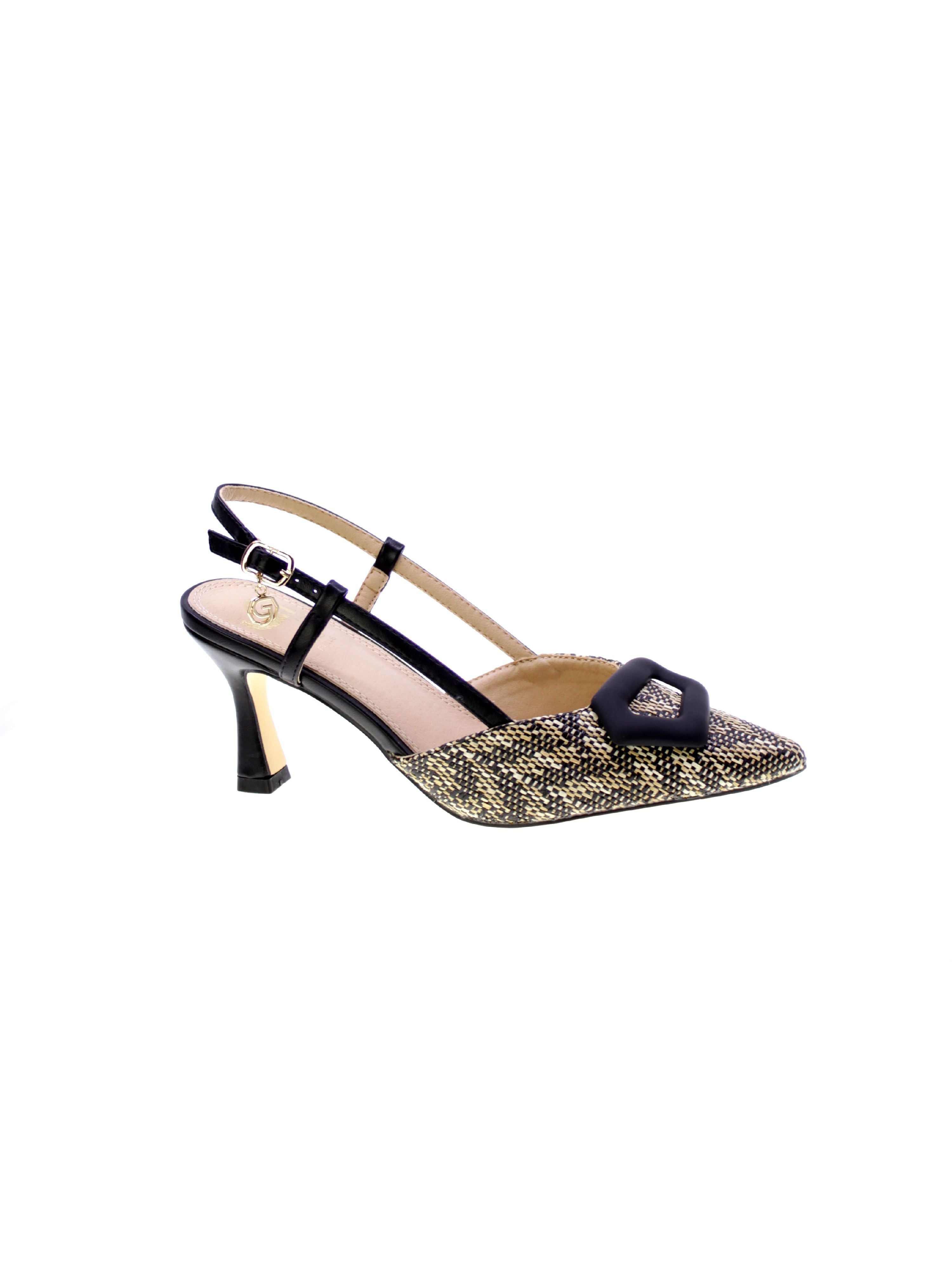 Gold&gold Decollete Tallone Aperto Rafia Donna Nero Gp777